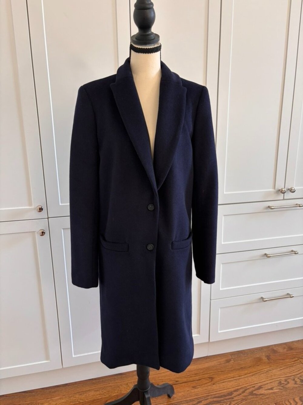 Emerson Fry Navy Wool Cashmere Maxi Coat Size 8 Made in USA